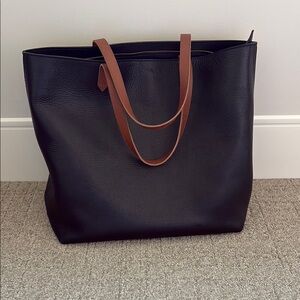 Madewell Black and Tan Leather Tote Bag
